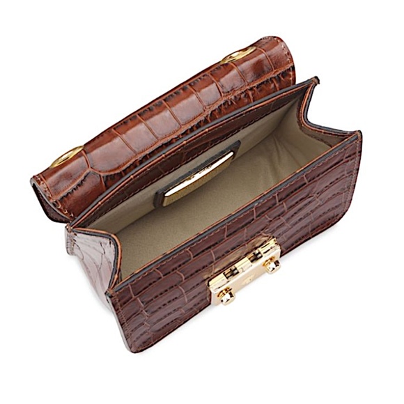 Valentino Mini Bijou Pink crocodile embossed leather Panama  Bijou Croc-Embossed Leather Crossbody Bag